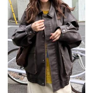 ブルゾン アウター ヴィンテージフェイクレザーブルゾン レディース メンズ