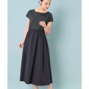 ワンピース 「ジャージ×タフタ／レース」異素材ドッキングワンピース