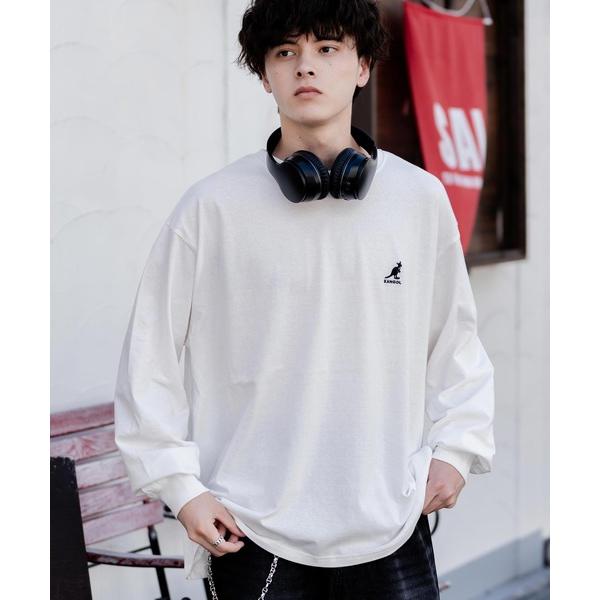 tシャツ KANGOL カンゴール 別注コラボオーバーサイズワンポイントロゴ刺繍長袖Tシャツ メンズ...