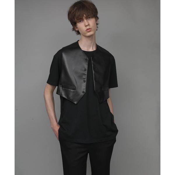 ベスト ジレ SYNTHETIC LEATHER VEST メンズ
