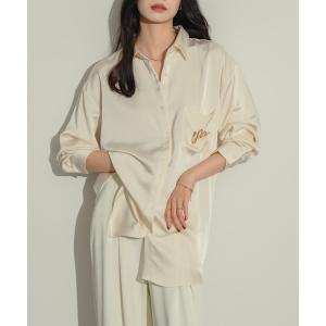 ブラウス シャツ ワッシャーサテンシャツ レディース