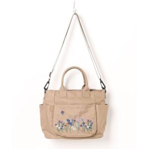 ショルダーバッグ バッグ 「glanta」フローラルハーモニー刺繍スクエアトートショルダーバッグ レディース