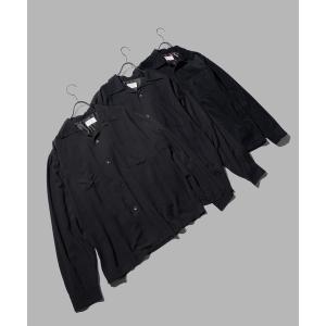 シャツ TOWNCRAFT / タウンクラフト 50S BLACK LOOP COLLAR SHIRT オープンカラー ループカラー シャツ レーヨン