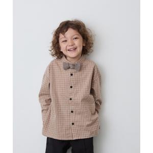 ブラウス シャツ 選べる2柄フランネルバンドカラーシャツ（ボタン取り外し対応） キッズ 子供服 男の子
