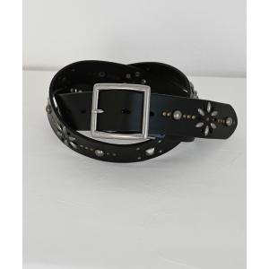 ベルト スクエアバックル スタッズレザーベルト メンズ