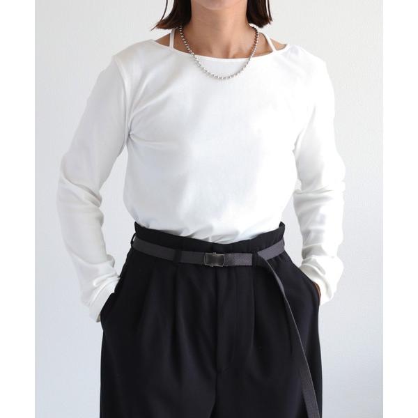 tシャツ 「前後2way」ネックストラップロングスリーブカットソー レディース