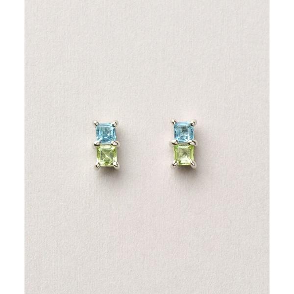 ピアス 「 セカンドピアス」 Pt ブルートパーズ×ペリドットピアス レディース