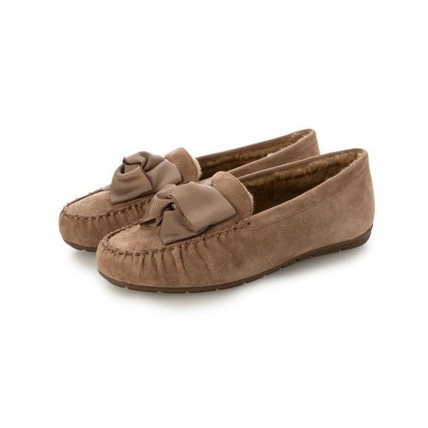 シューズ グログランリボンモカシン レディース