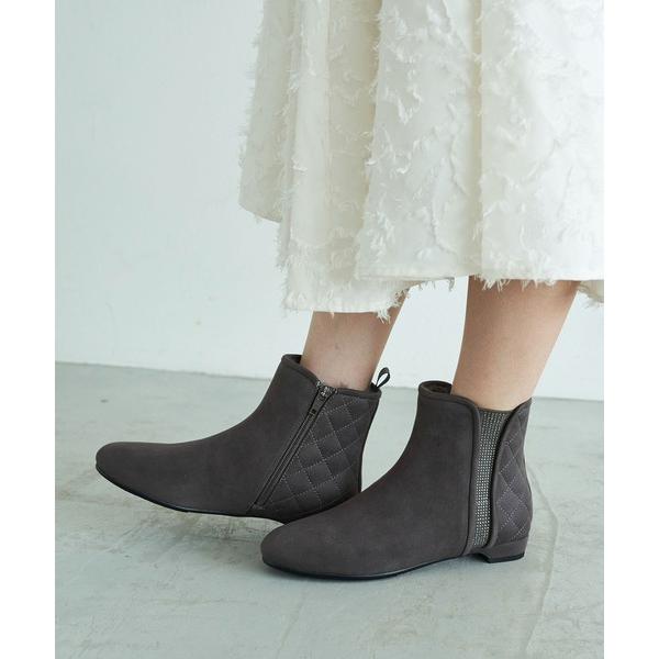 ブーツ ビジュー付きキルティングブーツ レディース