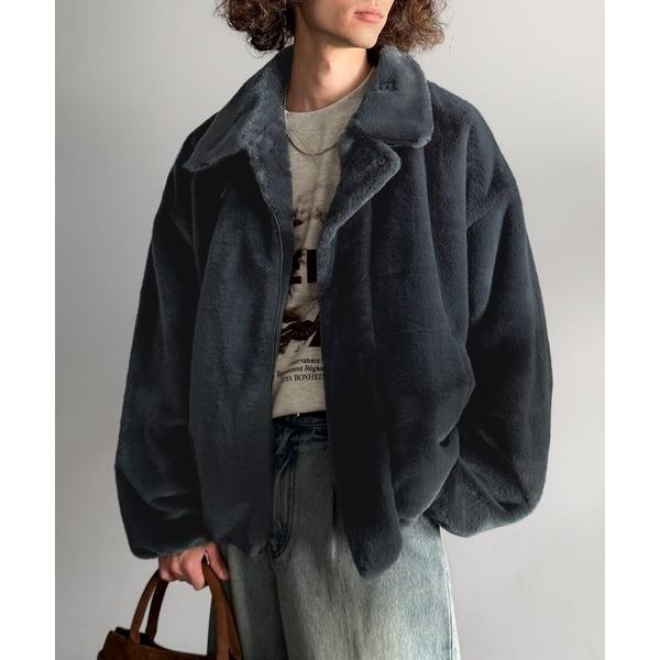 ブルゾン アウター 3wayベルト襟フェイクファー素材ジャケット／Belted Collar Fau...