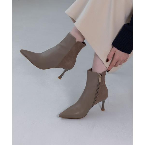 ブーツ 「S-LLサイズ展開・美脚効果あり」ポインテッド7.5cmヒールショートブーツ BZ2384...