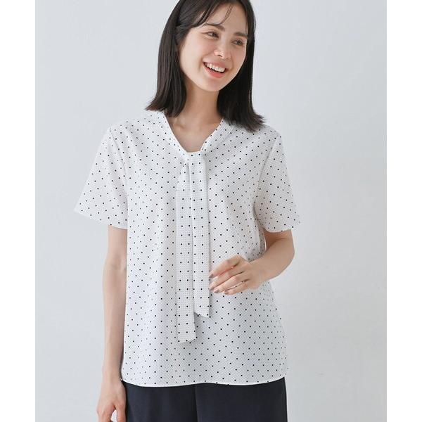 ブラウス シャツ 「通勤／きれいめ」柄ボウタイブラウス レディース