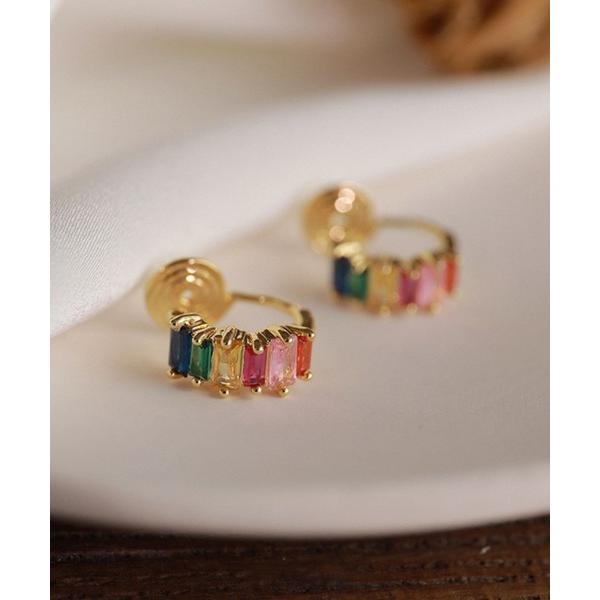 イヤリング YU-KA:カラフルビジューイヤリング colorful bijou earring レ...
