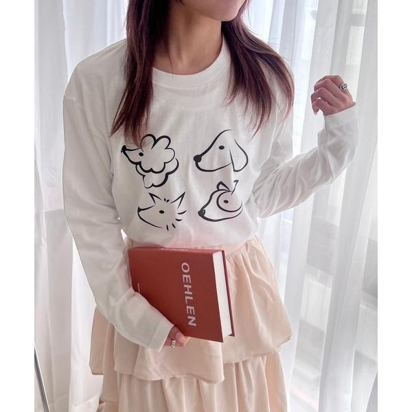 tシャツ アニマルイラストデザインロンT／長袖Tシャツ レディース