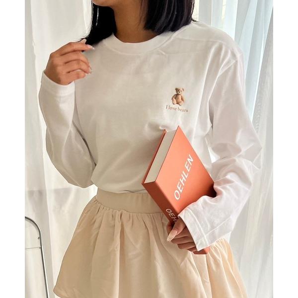 tシャツ くまちゃんワンポイントロンT／長袖Tシャツ レディース