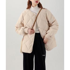 ノーカラーコート コート キルティングブルゾン レディース