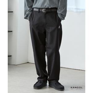 チノパン KANGOL/カンゴール 別注 ロゴ ワンポイント刺繍 セミワイドテーパードチノパンツ / ヴィンテージライクデニムパンツ メンズ レディー