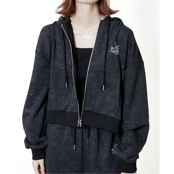 パーカー 「ラメ入り×ロゴ刺繍」レディース ジップアップパーカー 長袖 スウェット 春秋冬 レディー...