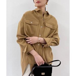 ブラウス シャツ ウールオーバーシャツ レディース