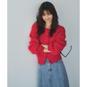 カーディガン ビーズミックスヘアリーカーディガン レディース
