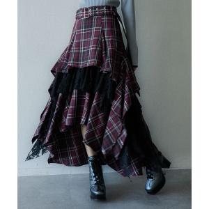 スカート タータンチェックティアードスカート(HARE)