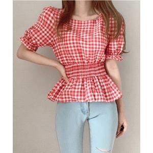 「AMOUR BOX」 半袖ブラウス LARGE レッド レディース