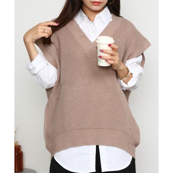 ベスト ジレ 5ゲージVネックバルーンベスト レディース