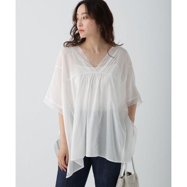 ブラウス シャツ レースコンビＶネックチュニック/459379 レディース