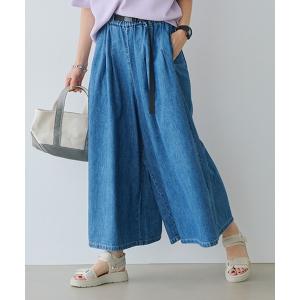 ジーンズ デニム デニムパンツ タックデニムスカーチョ「プチ・プラスサイズあり」「CLIP denim」 レディース