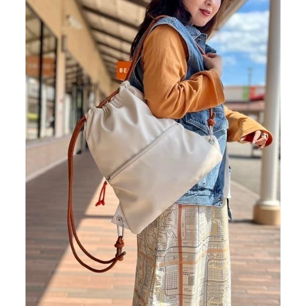 デイバック リュック フェイクレザー コード ナップサック レディース