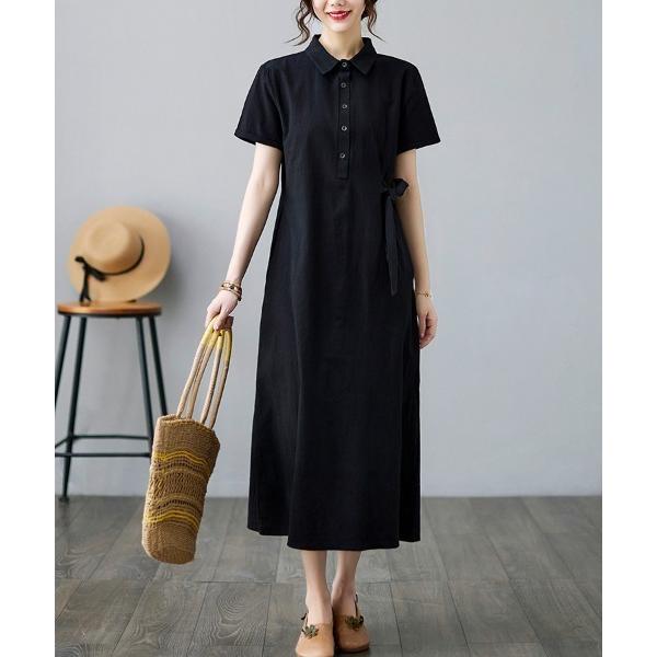 ワンピース ワンピース/ウエストコード襟付きワンピース