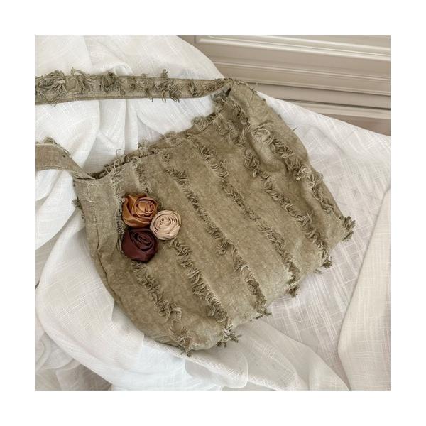 トートバッグ リボン デザイン　花飾り　トートバッグ レディース