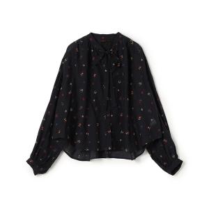 ブラウス シャツ フルーロンエンブロイダリー ボウタイブラウス レディース
