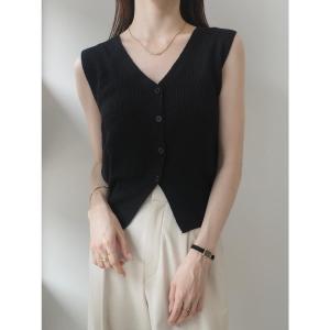 ニット セーター Vネックニットベスト / ブラック レディース