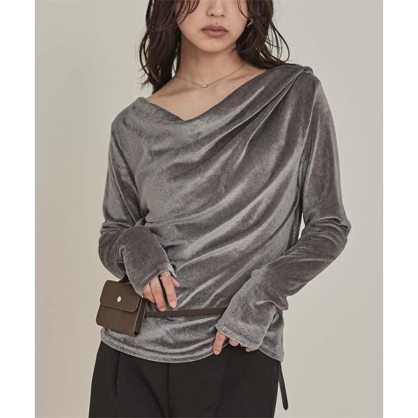 tシャツ シアーベロアドレープトップス レディース