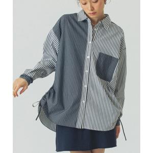ブラウス シャツ STRIPE DRAWSTRING SHIRTS レディース