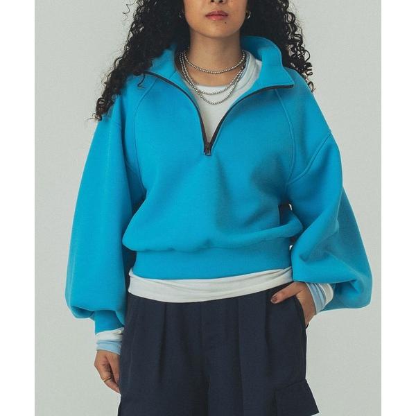 トレーナー スウェット (mici)VOLUME SLEEVE ZIP UP TOP レディース