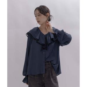 ブラウス シャツ フリルカラーブラウス レディース