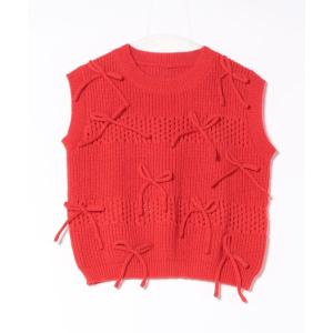 ベスト ジレ ribbon knit vest レディース