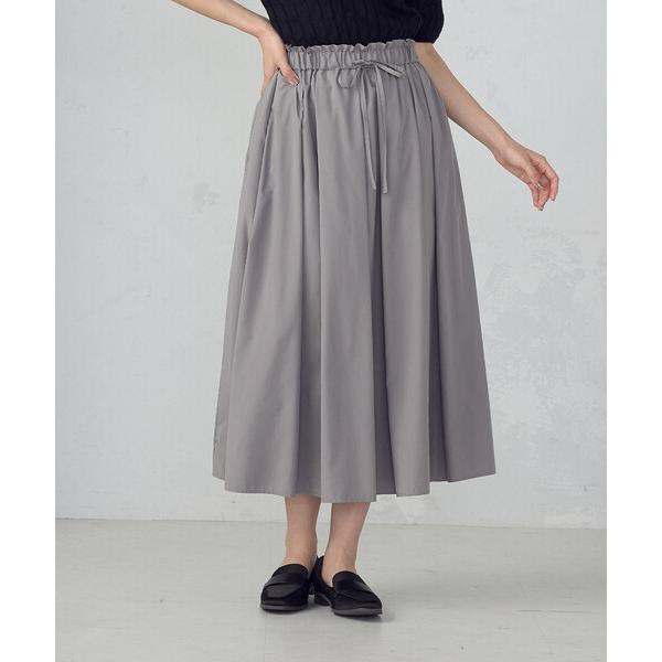 スカート ポリエステルタフタ　タックギャザーフレアスカート
