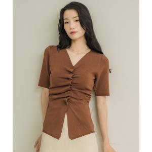 tシャツ 「口コミ好評！骨ストさんにオススメ」フロントギャザーハーフスリーヴトップス レディース