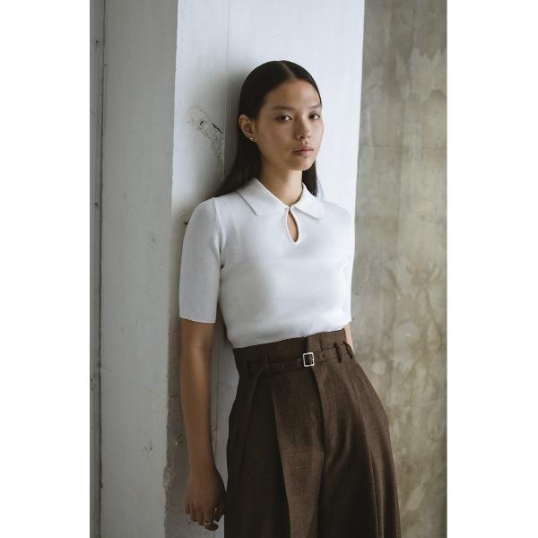 ニット セーター フロントホールニットポロ レディース