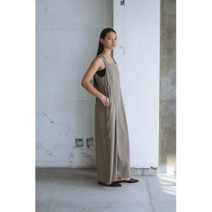 オールインワン サイドギャザーワイドロンパース レディース