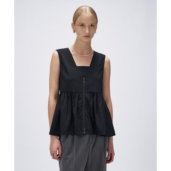 ベスト ジレ 「セットアップ／手洗い可」ペプラムZIPジレ レディース