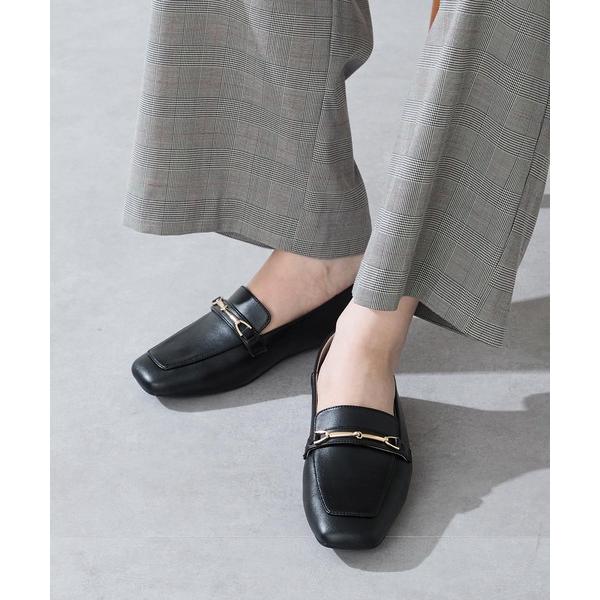 パンプス スクエアトゥモチーフバブーシュローファー/52308