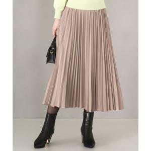 スカート ピーチサテンプリーツスカート/洗える