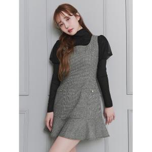 ワンピース 「木村りかこさんコラボ」千鳥格子フリルヘムミニワンピース「セットアップ対応可能」