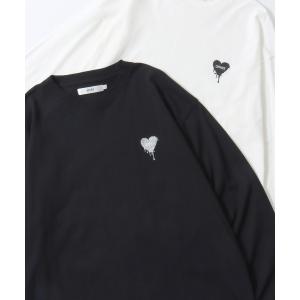 tシャツ SITRY Heart Embroidery T-Shirt/別注 オーバーサイズ ハートロゴ ワンポイントラメ刺繍 長袖Tシャツ ロンT