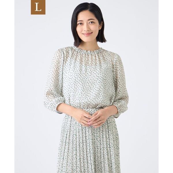 ブラウス シャツ 「L」「ウォッシャブル」ドットクレープブラウス レディース