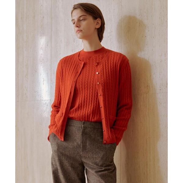 カーディガン KNIT BASIC クルーネック カーディガン レディース